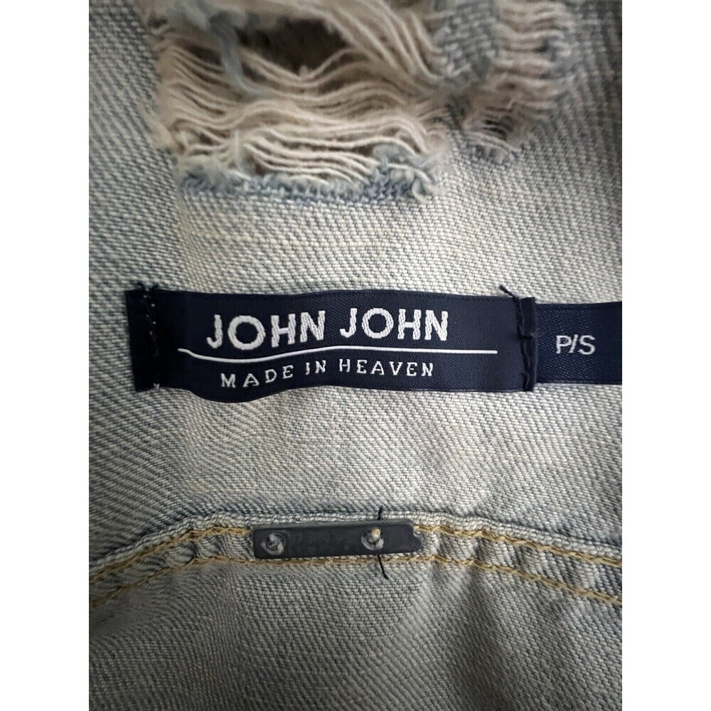 John John Denim Jacket‎ Light Wash Small Distressed Made In Heaven - Picture 6 of 11